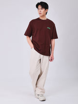 เสื้อยืดแขนสั้นผู้ชาย LOOSE FIT สีน้ำตาล