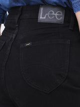 กางเกงยีนส์ผู้หญิง SLIM FIT เอวสูง ทรงเข้ารูป สีดำ