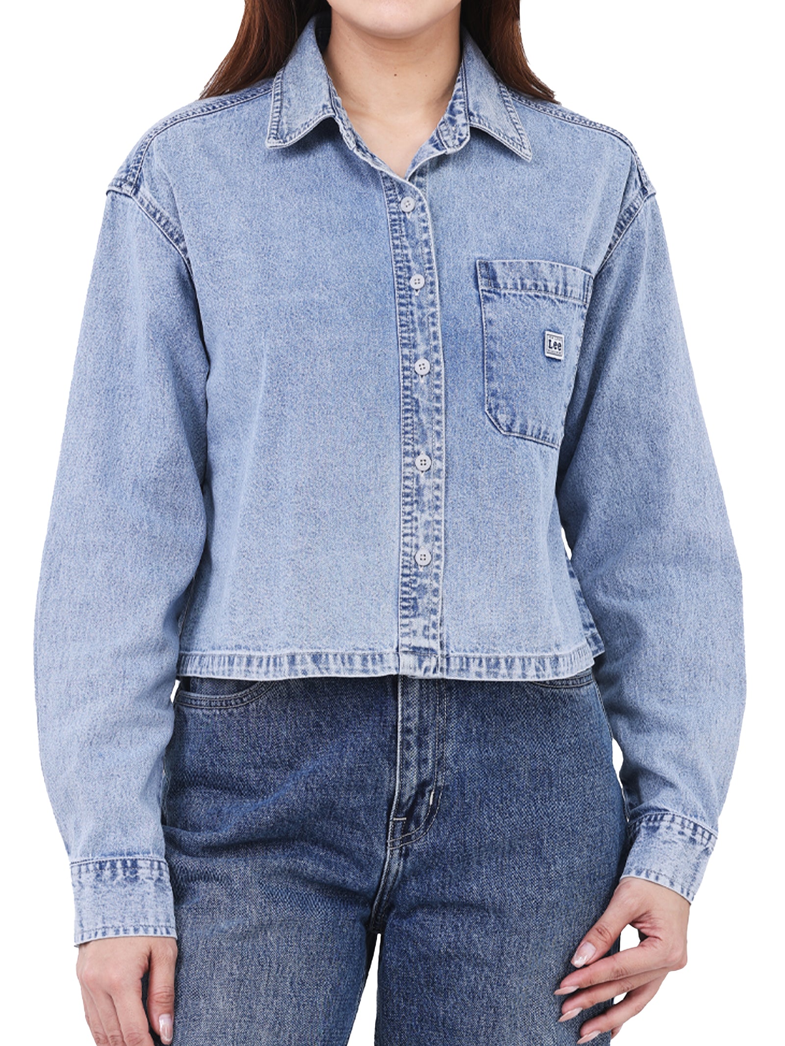 CROPPED FIT WOMEN'S LONG SLEEVE SHIRT LIGHT INDIGO – Lee Thailand