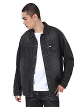 เสื้อเชิ้ตยีนส์แขนยาวผู้ชาย คอลเลคชั่น 101 COMFORT FIT สีดำ