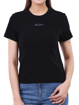 เสื้อยืดแขนสั้นผู้หญิง SLIM FIT สีดำ