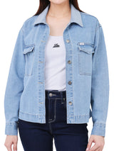 เสื้อแจ็คเก็ตยีนส์ผู้หญิง OVERSIZE FIT สียีนส์อ่อน