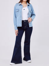 เสื้อแจ็คเก็ตยีนส์ผู้หญิง OVERSIZE FIT สียีนส์อ่อน