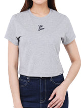 เสื้อยืดแขนสั้นผู้หญิง CROPPED FIT สีเทา