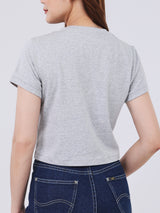 เสื้อยืดแขนสั้นผู้หญิง CROPPED FIT สีเทา