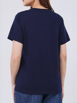 เสื้อยืดแขนสั้นผู้หญิง ทรงตรง สีกรมท่า