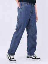 WIDE LEG FIT JELT COLLECTION HIGH RISE RELAXED MEN'S JEANS MID INDIGO
