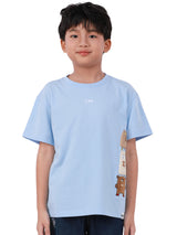 เสื้อยืดแขนสั้นเด็กผู้ชาย / เด็กผู้หญิง คอลเลคชั่น MINI ZOO ทรงตรง สีฟ้า