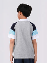 เสื้อโปโลแขนสั้นเด็กผู้ชาย คอลเลคชั่น MINI ZOO ทรงตรง สีเทา