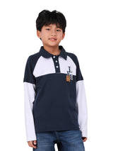 REGULAR FIT MINI ZOO COLLECTION BOY'S LONG SLEEVE POLO NAVY