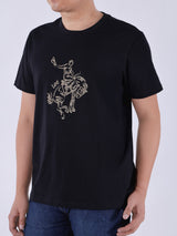 เสื้อยืดแขนสั้นผู้ชาย ทรงตรง สีดำ
