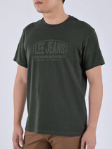 เสื้อยืดแขนสั้นผู้ชาย ทรงตรง สีเขียวเข้ม