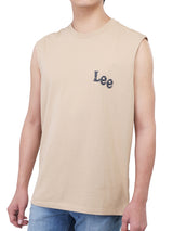 REGULAR FIT MEN'S SLEEVELESS T-SHIRT BEIGE