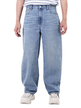BARREL FIT MID RISE CURVED-LEG MEN'S JEANS MID INDIGO