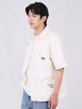 เสื้อเชิ้ตแขนสั้นผู้ชาย COMFORT FIT สีครีม