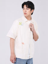 เสื้อเชิ้ตแขนสั้นผู้ชาย COMFORT FIT สีครีม