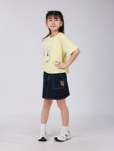 OVERSIZE FIT MINI ZOO COLLECTION GIRL'S SHORT SLEEVE T-SHIRT YELLOW