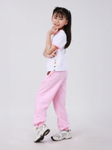 เสื้อยืดแขนสั้นเด็กผู้หญิง คอลเลคชั่น MINI ZOO ทรงตรง สีขาว