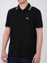 REGULAR FIT MEN'S SHORT SLEEVE POLO BLACK