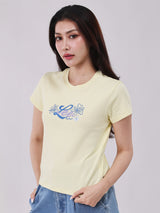 เสื้อยืดแขนสั้นผู้หญิง SLIM FIT สีเหลือง