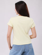 เสื้อยืดแขนสั้นผู้หญิง SLIM FIT สีเหลือง