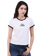 เสื้อยืดแขนสั้นผู้หญิง คอลเลคชั่น LEE BANGKOK SLIM FIT สีครีม