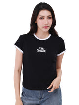 เสื้อยืดแขนสั้นผู้หญิง คอลเลคชั่น LEE BANGKOK SLIM FIT สีดำ