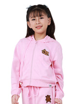 REGULAR FIT MINI ZOO COLLECTION GIRL'S ZIP UP HOODIE PINK
