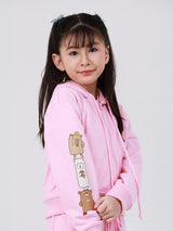 REGULAR FIT MINI ZOO COLLECTION GIRL'S ZIP UP HOODIE PINK