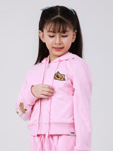 REGULAR FIT MINI ZOO COLLECTION GIRL'S ZIP UP HOODIE PINK