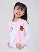 เสื้อแจ็คเก็ตเด็กผู้หญิง คอลเลคชั่น MINI ZOO ทรงตรง สีชมพู