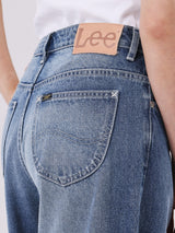 WIDE LEG FIT HIGH RISE RELAXED WOMEN'S JEANS MID INDIGO