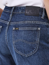 WIDE LEG FIT HIGH RISE RELAXED WOMEN'S JEANS DARK INDIGO