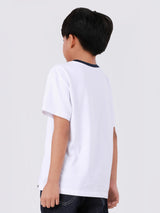 เสื้อยืดแขนสั้นเด็กผู้ชาย คอลเลคชั่น MINI ZOO ทรงตรง สีขาว