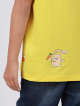 เสื้อยืดแขนสั้นเด็กผู้ชาย คอลเลคชั่น MINI ZOO ทรงตรง สีเหลือง