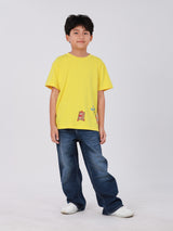 เสื้อยืดแขนสั้นเด็กผู้ชาย คอลเลคชั่น MINI ZOO ทรงตรง สีเหลือง