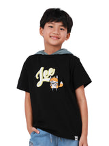 เสื้อยืดแขนสั้นเด็กผู้ชาย คอลเลคชั่น MINI ZOO ทรงตรง สีดำ