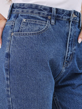 MOM FIT HIGH RISE MOM WOMEN'S JEANS MID INDIGO