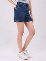 REGULAR FIT MID RISE WOMEN'S DENIM SHORTS MID INDIGO