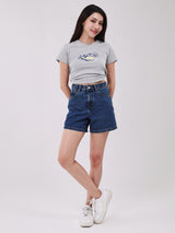 REGULAR FIT MID RISE WOMEN'S DENIM SHORTS MID INDIGO