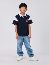 REGULAR FIT MINI ZOO COLLECTION BOY'S SHORT SLEEVE POLO NAVY