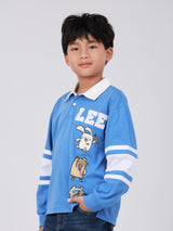 REGULAR FIT MINI ZOO COLLECTION BOY'S LONG SLEEVE POLO BLUE