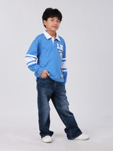 REGULAR FIT MINI ZOO COLLECTION BOY'S LONG SLEEVE POLO BLUE