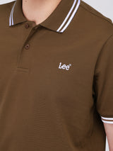 REGULAR FIT MEN'S SHORT SLEEVE POLO BROWN