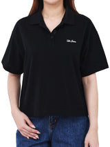 เสื้อโปโลแขนสั้นผู้หญิง OVERSIZE FIT สีดำ