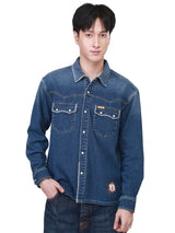 เสื้อเชิ้ตยีนส์แขนยาวผู้ชาย คอลเลคชั่น 101 COMFORT FIT สียีนส์กลาง