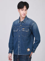 เสื้อเชิ้ตยีนส์แขนยาวผู้ชาย คอลเลคชั่น 101 COMFORT FIT สียีนส์กลาง