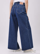 กางเกงยีนส์ผู้หญิง WIDE LEG FIT เอวสูง ทรงขากว้าง สียีนส์กลาง