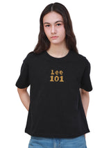 เสื้อยืดแขนสั้นผู้หญิง คอลเลคชั่น 101 OVERSIZE FIT สีดำ