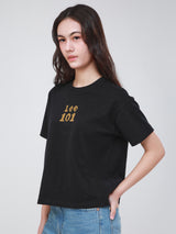 เสื้อยืดแขนสั้นผู้หญิง คอลเลคชั่น 101 OVERSIZE FIT สีดำ